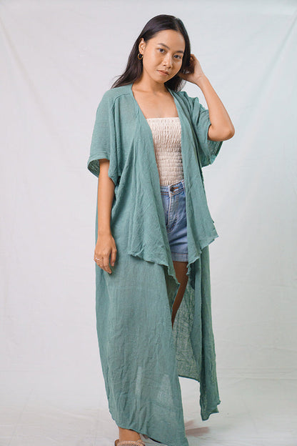 Waterfall Long Jacket with Short Sleeves